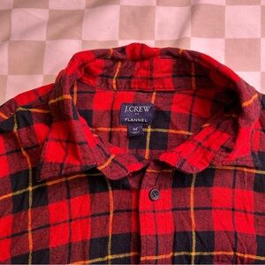 J. Crew Men's Red and Black Plaid Flannel Shirt